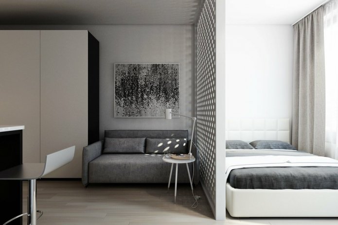 Intérieur chambre-salon style minimaliste