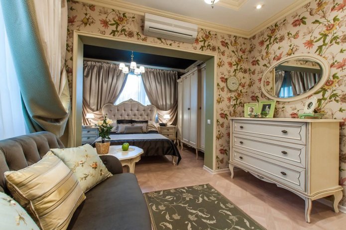 Intérieur chambre-salon style provençal