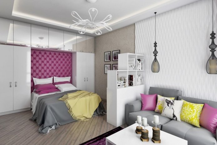 zonage avec finition à l'intérieur de la chambre-salon
