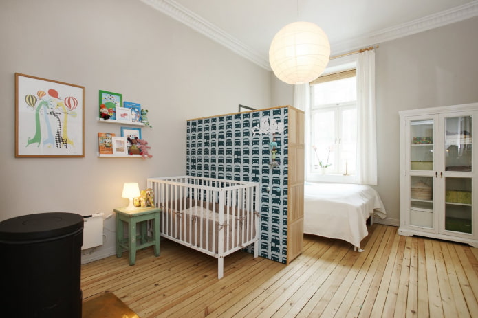 Zonage fonctionnel d'une chambre à coucher et d'une chambre d'enfant combinées