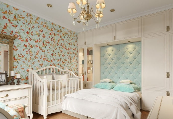 Zonage visuel d'une chambre et d'une chambre d'enfant combinées
