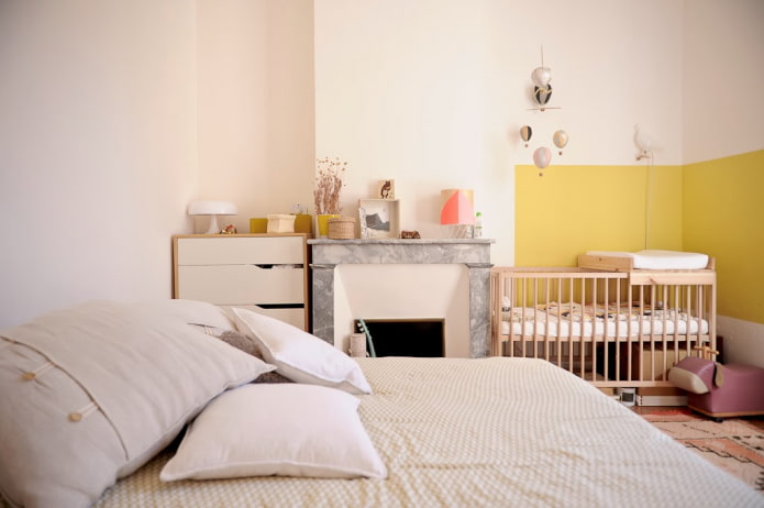 Disposition des meubles à l'intérieur d'une chambre à coucher-chambre d'enfant