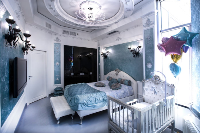 Espace parents dans une chambre combinée avec une chambre d'enfant