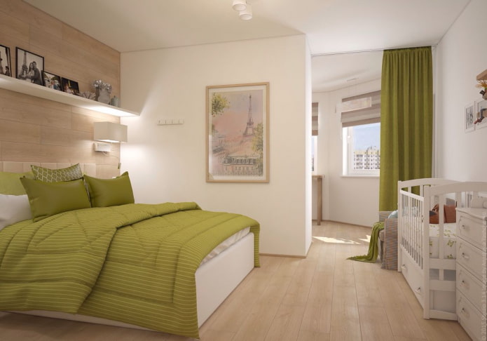 Disposition des meubles dans la chambre à coucher et la chambre d'enfant