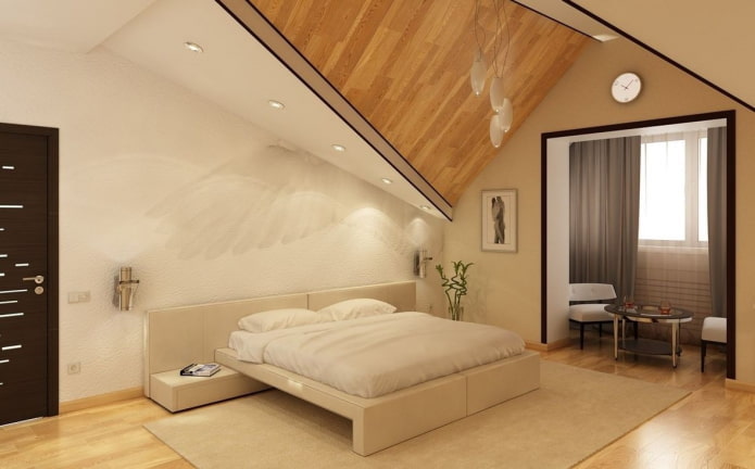 aménagement d'une chambre mansardée avec balcon