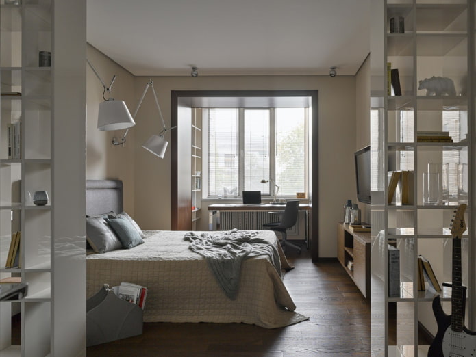 Disposition des meubles dans la chambre combinée avec une loggia