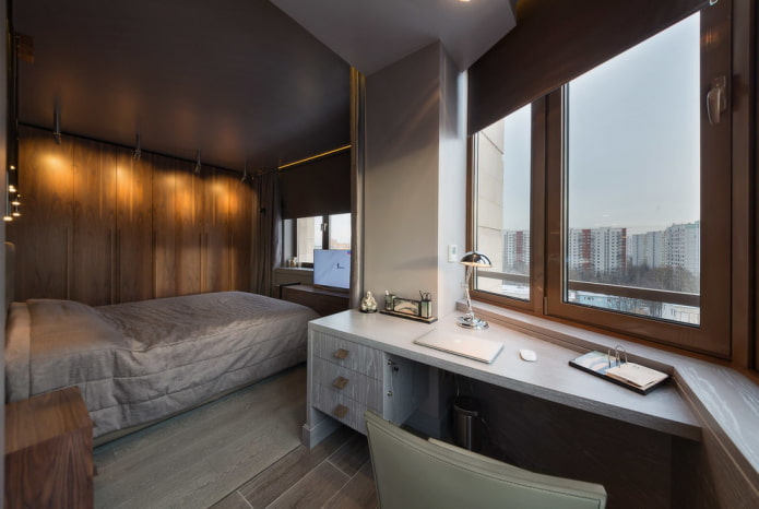 Disposition des meubles dans la chambre combinée avec une loggia
