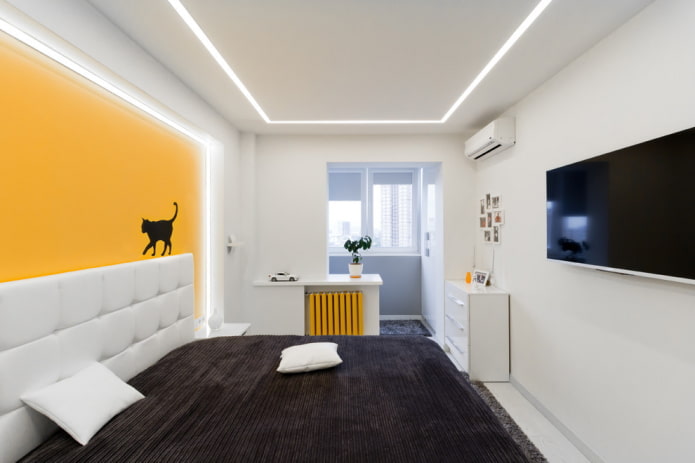 Aménagement intérieur d'une chambre avec loggia