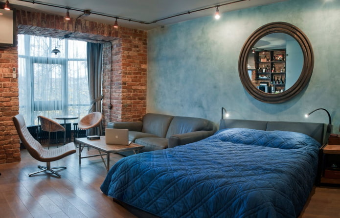 Chambre avec balcon de style loft