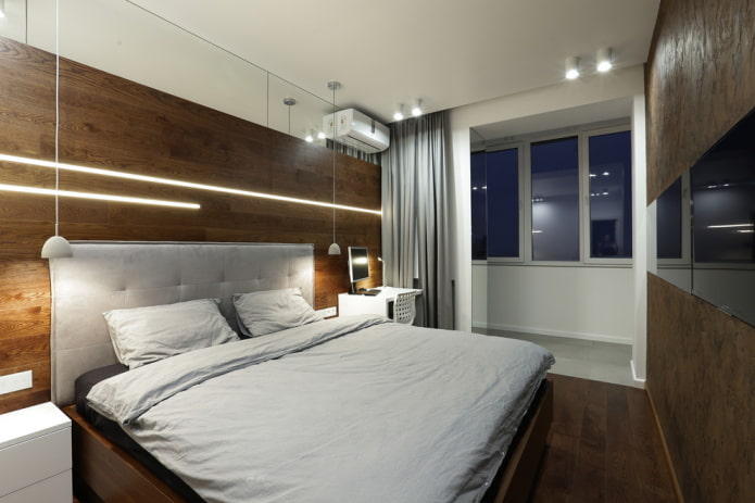 chambre avec balcon dans un style minimaliste