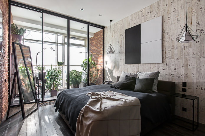 Aménagement intérieur d'une chambre avec loggia