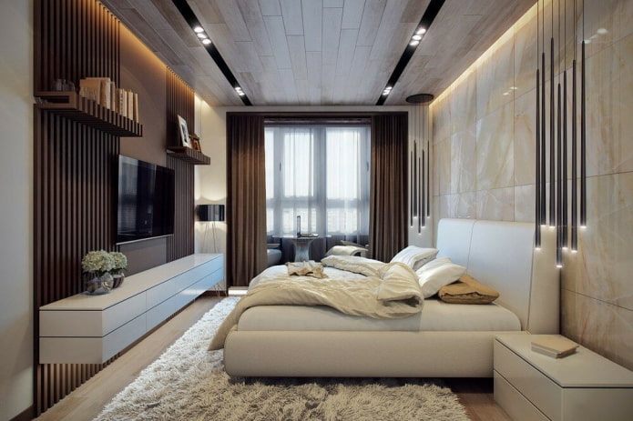 aménagement intérieur d'une chambre avec balcon