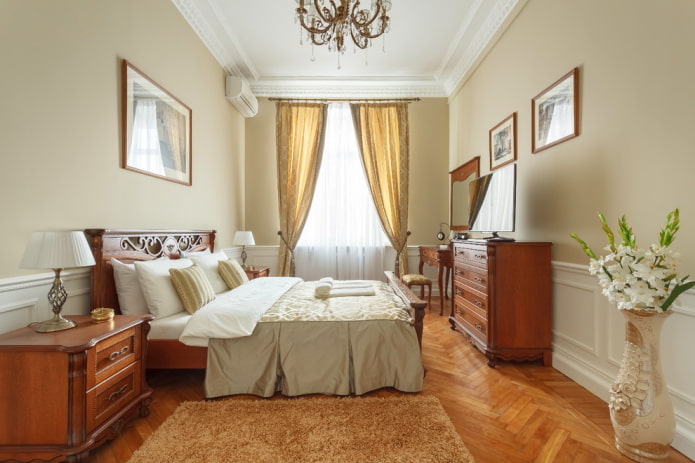 Intérieur de chambre beige-marron