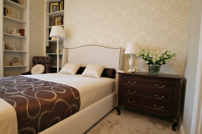 Intérieur de chambre beige chocolat