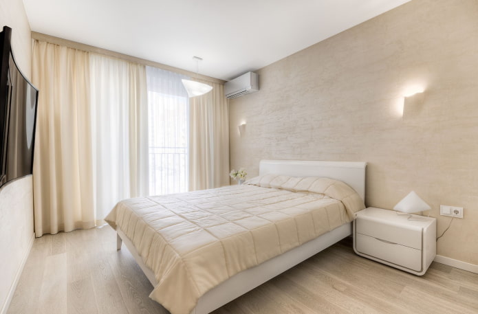Intérieur de chambre blanc et beige