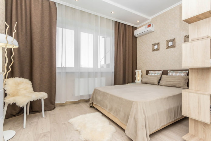 Intérieur de chambre beige-marron