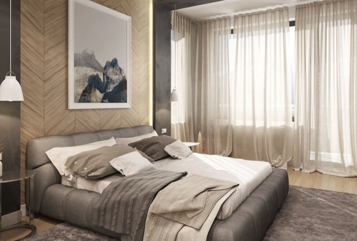 Intérieur de la chambre gris-beige
