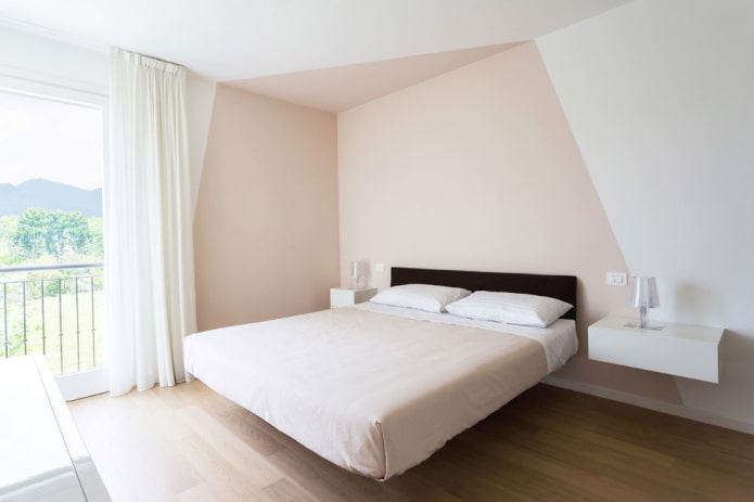 Intérieur d'une chambre beige de style minimaliste