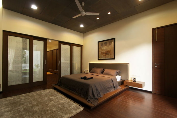 Intérieur de chambre beige et marron