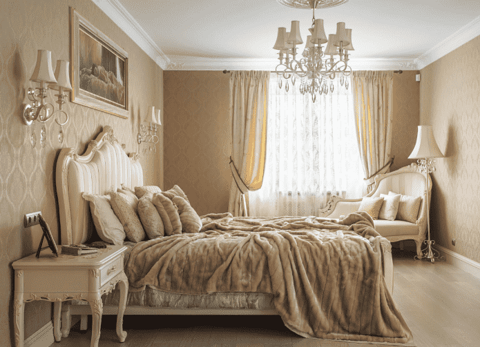 Intérieur d'une chambre beige de style classique