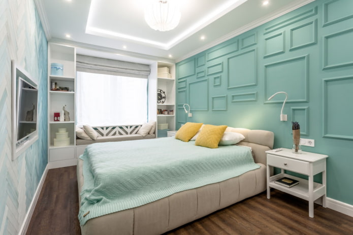 chambre dans les tons turquoise