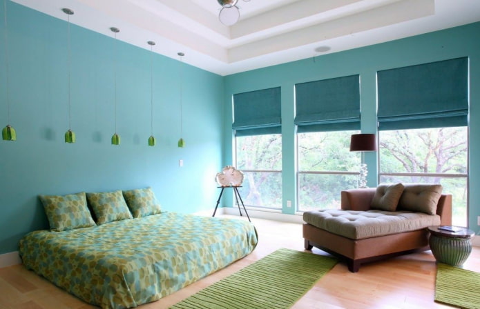 intérieur de chambre turquoise