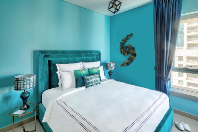 chambre aux tons turquoise