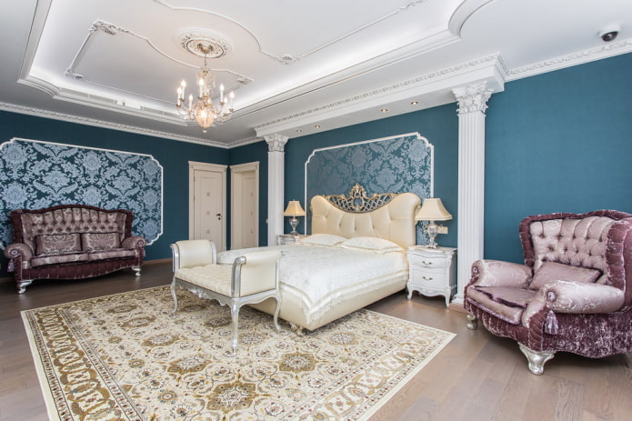 Chambre turquoise de style classique