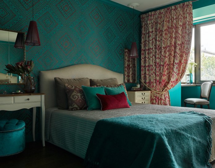 chambre turquoise de style provençal