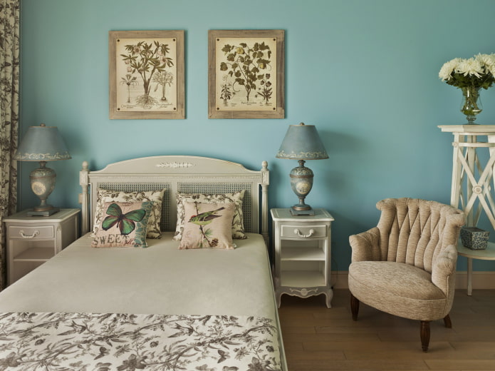 Chambre turquoise de style provençal