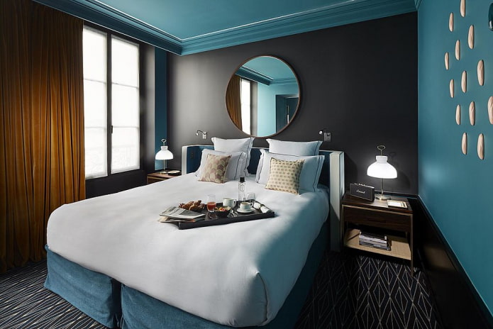 Chambre turquoise de style moderne