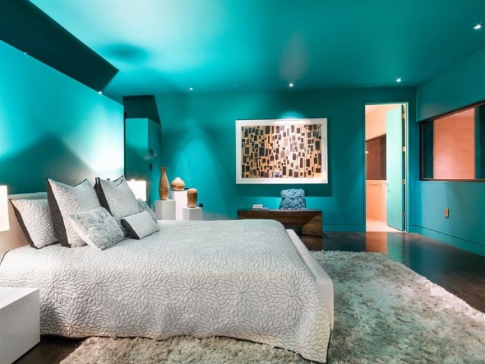 Chambre turquoise de style moderne