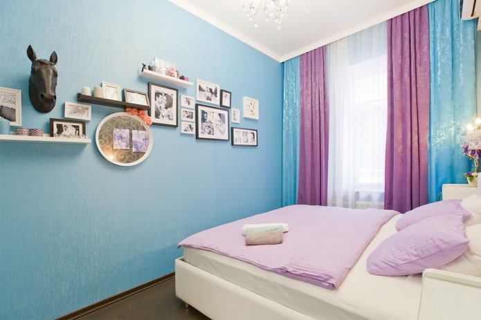 Intérieur de chambre bleu-lilas
