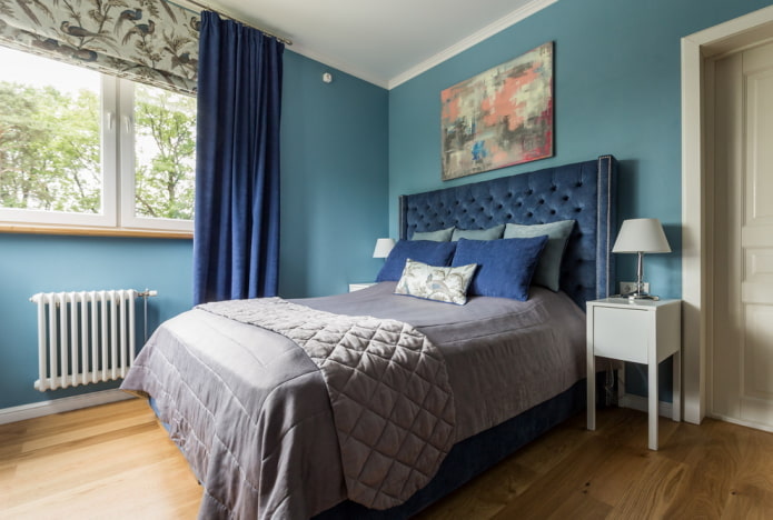 Intérieur de chambre bleu et bleu clair