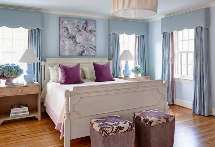 Intérieur de chambre bleu-lilas