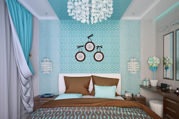 Intérieur de chambre marron et bleu