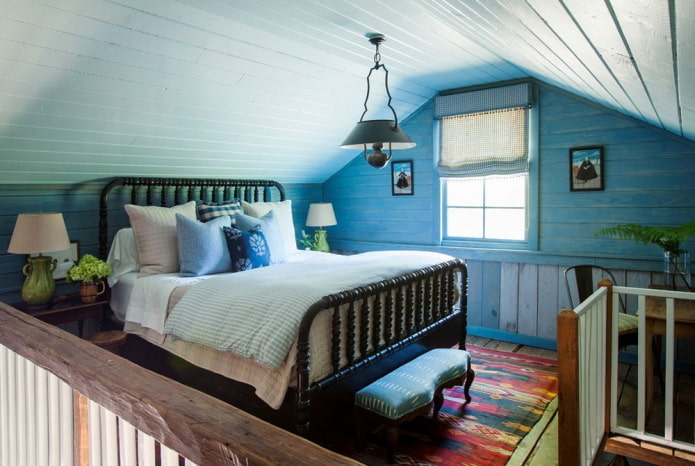 design intérieur de chambre bleue