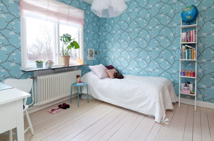 décoration à l'intérieur d'une chambre bleue