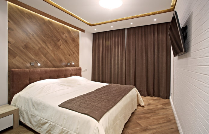 Intérieur d'une chambre blanche et marron