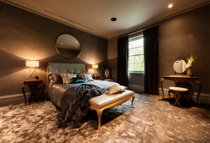 Intérieur de chambre aux tons marron
