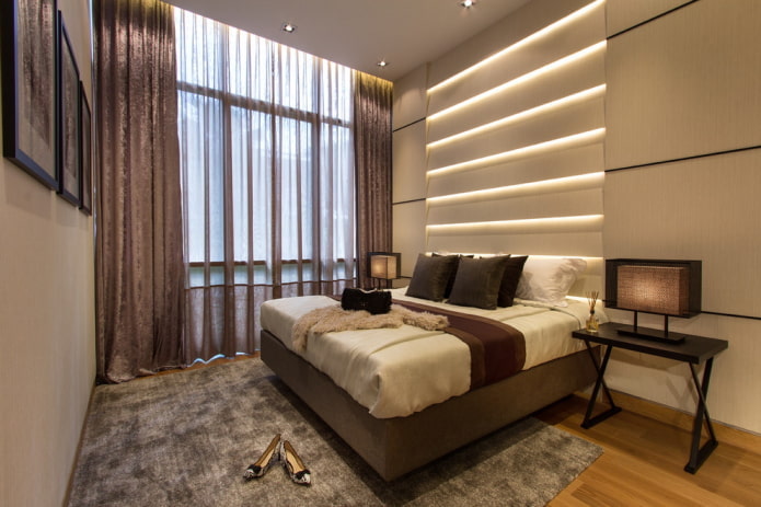 Intérieur de chambre beige et marron