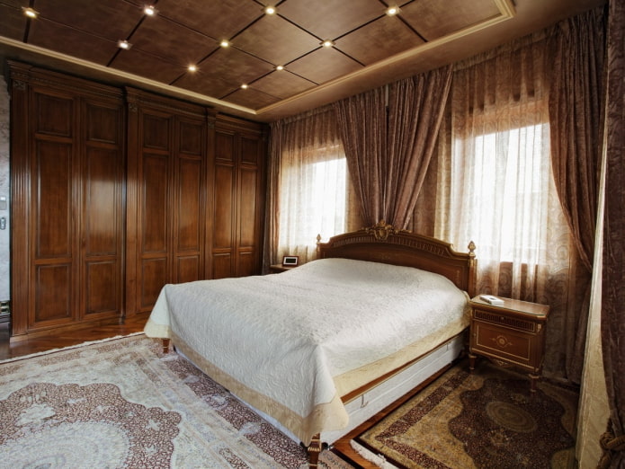 Intérieur de chambre marron de style classique