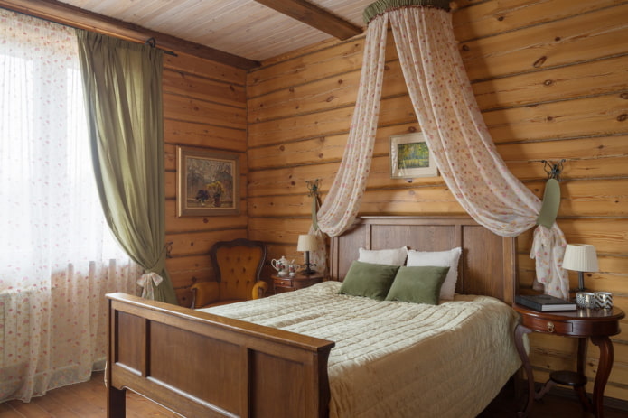 Intérieur de chambre marron style campagne
