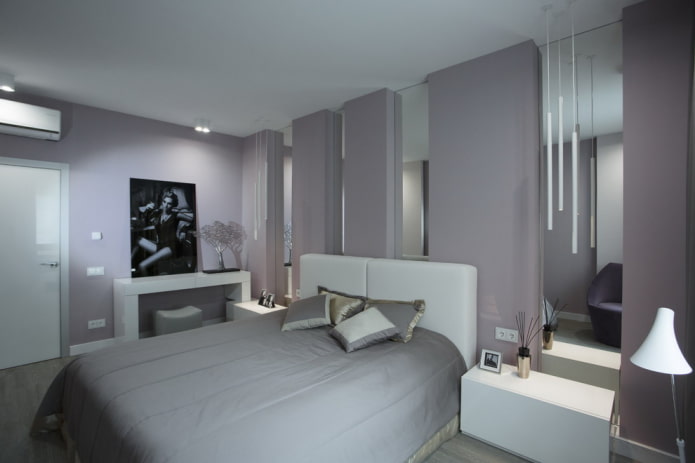 Intérieur de chambre gris et blanc
