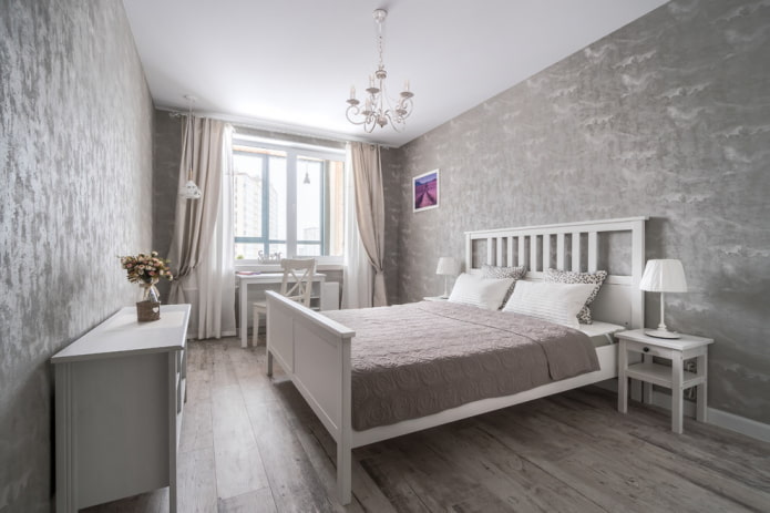 Intérieur de chambre gris et blanc