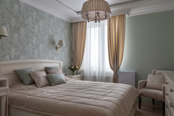 Intérieur de chambre gris-beige