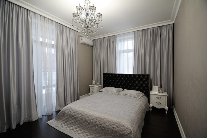 conception de chambre à coucher gris-noir