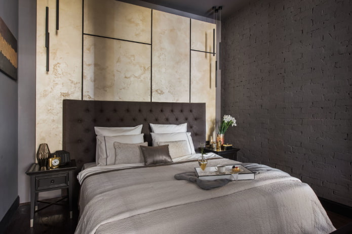 Intérieur de chambre gris-beige