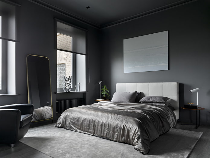 Design intérieur de chambre grise