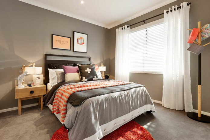 Design intérieur de chambre grise